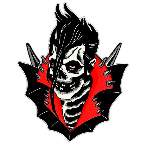 Stylized skull with punk hairstyle on Jerry Only Anti-Hero Rug with soft threading