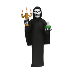 Grim Reaper fiend figure with beer stein in blister card packaging and bonus cutout backdrop