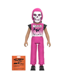 Skeleton-faced Action Figure in Pink Misfits T-shirt for Halloween Kids Reaction