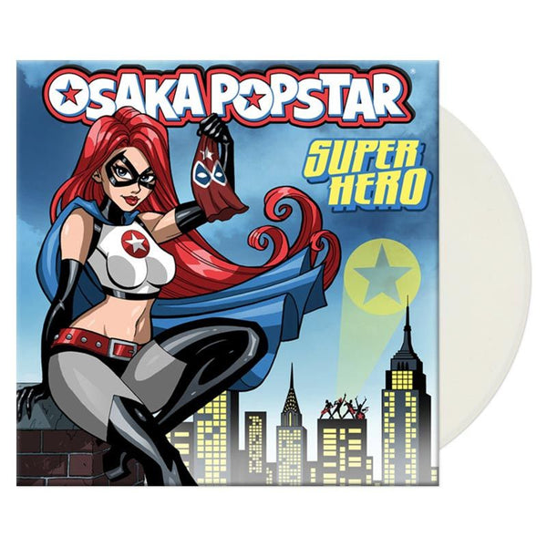 Osaka Popstar Super Hero album cover featuring a cartoon superhero with red hair