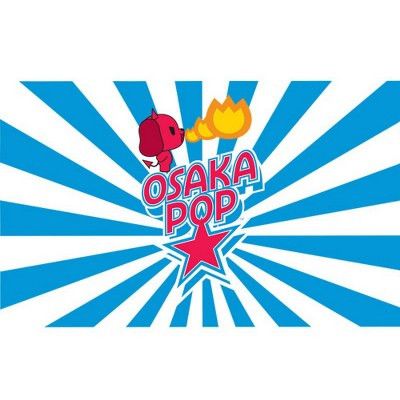Colorful OSAKA POP logo with star and flame on a Dog Stripes Sticker design