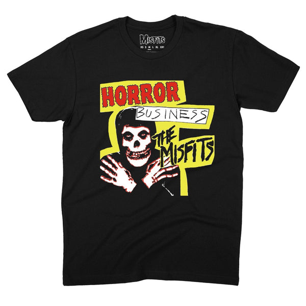 Black Horror Business T-Shirt featuring The Misfits graphic and stylized skull design