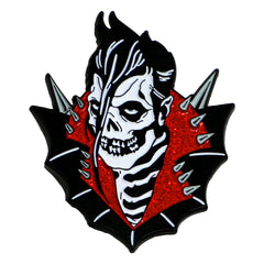 Stylized skull with rockabilly hair in spiked collar from Jerry Only Anti-Hero Deluxe CD Bundle