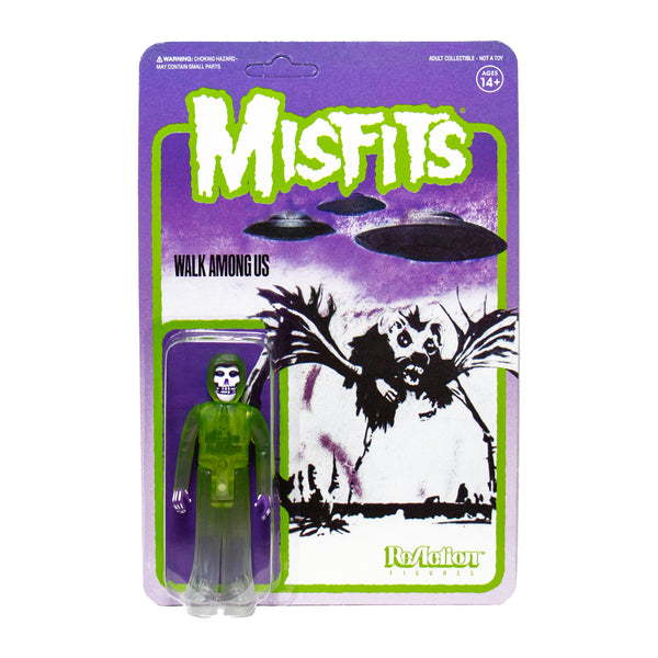 Action figure packaging for Misfits Fiend from Walk Among Us in green on purple card
