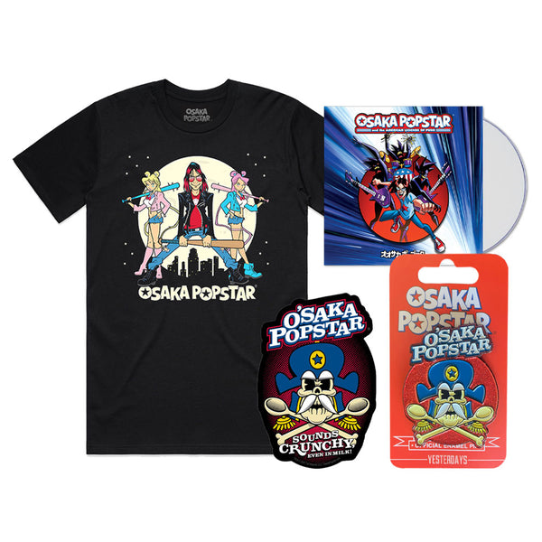 Black t-shirt with colorful musician cartoon from Osaka Popstar American Legends expanded edition