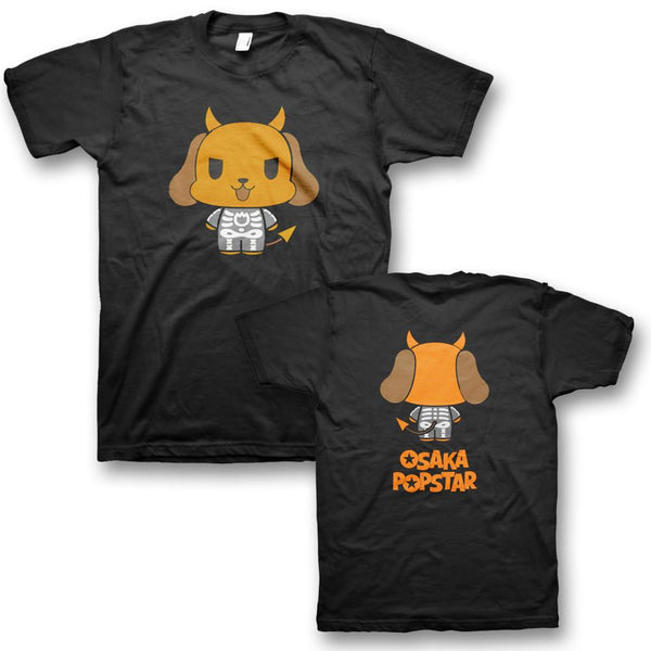 Black Skeleton Devil Dog T-Shirt featuring a cartoon dog with horns design